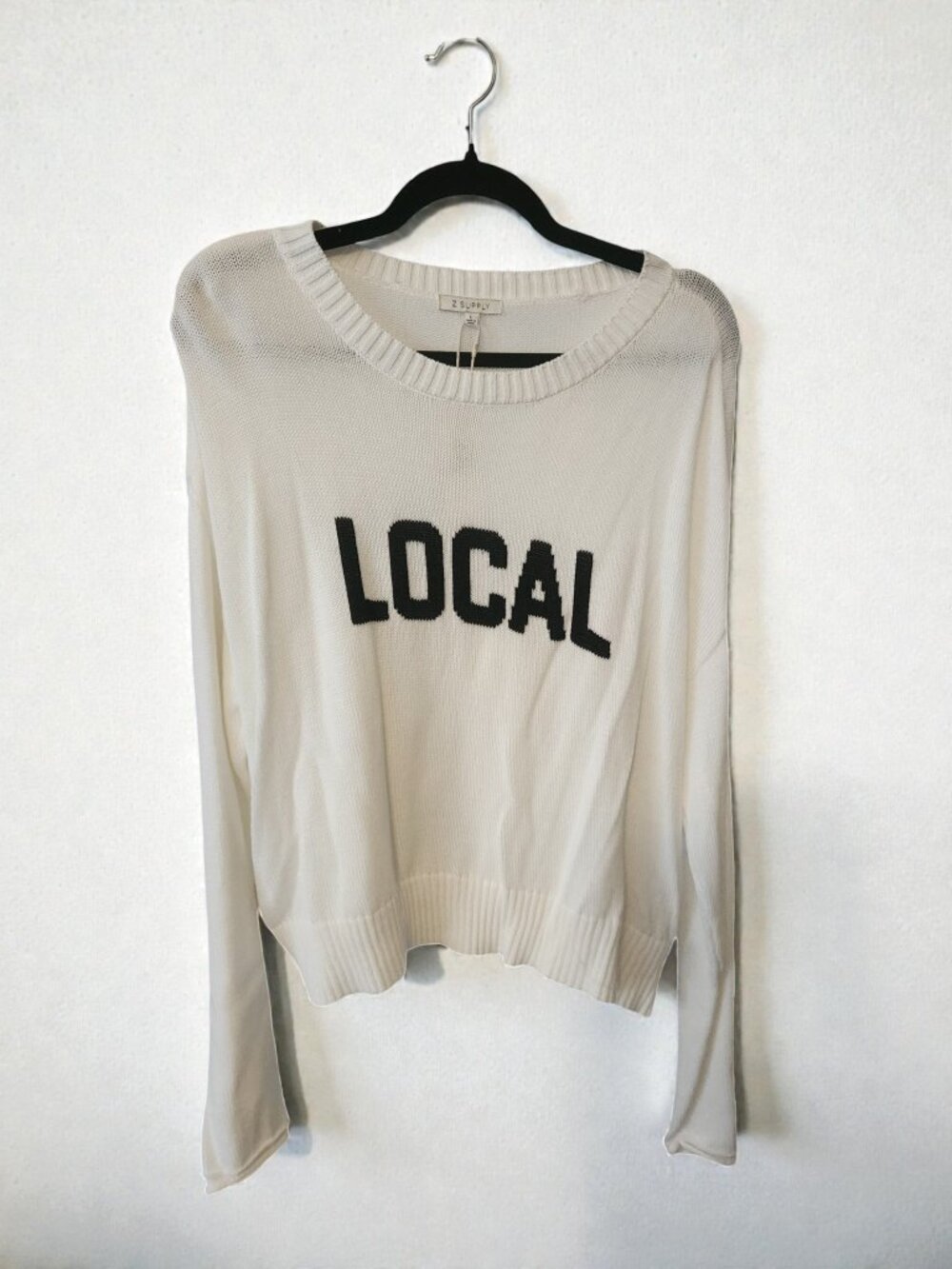 ✨ Z Supply LOCAL Sweater Large NWT Cream Lightweight Graphic ✨ - Picture 3 of 11